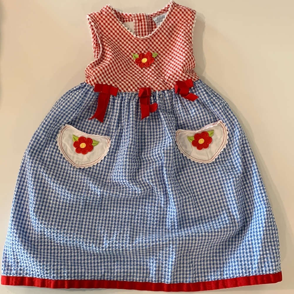 Youngland - 6, girl’s checkered,‎ seersucker dress